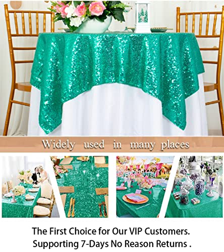 Green Sequin Tablecloth 36x36 Inch Square - Elegant Wedding & Party Decor
