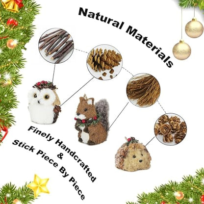Forest Friends Ornament Set of 6 - Woodland Animal Christmas Decorations