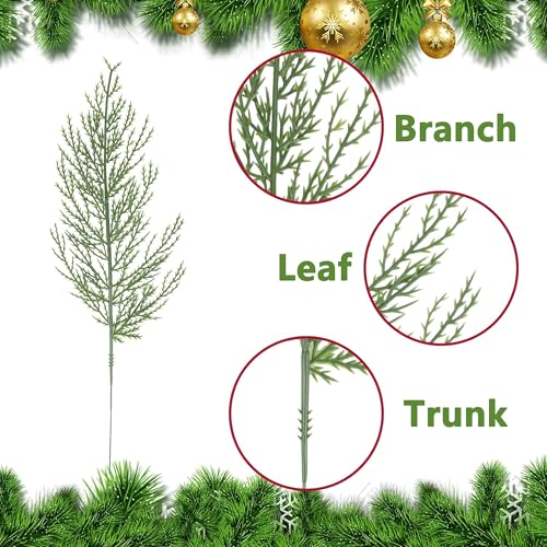 Artificial Pine Branches 40PCS - 13.7 Inch Greenery for Christmas Wreath & Decor - Variation of 40pcs