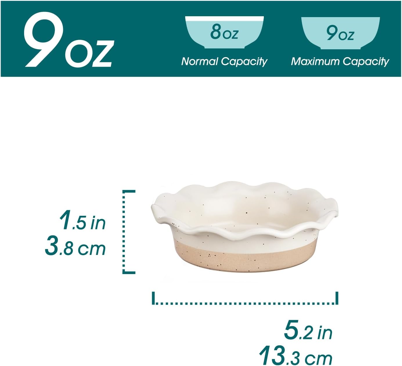 Vancasso Mini Pie Pans Set of 6 - 5.2 Inch Ceramic Deep Dish Plates | Ruffled Edge, Oven & Microwave Safe, Cream