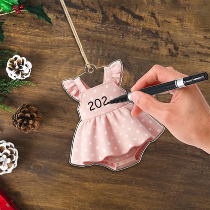 12 Pcs Baby's First Christmas Ornament Set - Blue Acrylic Flat Keepsake Decorations with Pen