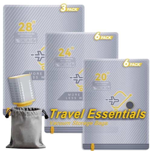 Wireless Rechargeable Vacuum Packing Bags Set - 15-Piece Travel & Storage Compression Kit with Carry-On Size