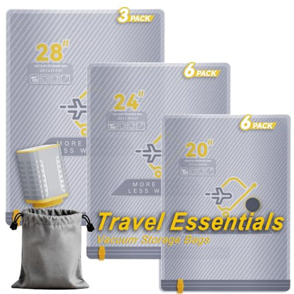 Wireless Rechargeable Vacuum Packing Bags Set - 15-Piece Travel & Storage Compression Kit with Carry-On Size