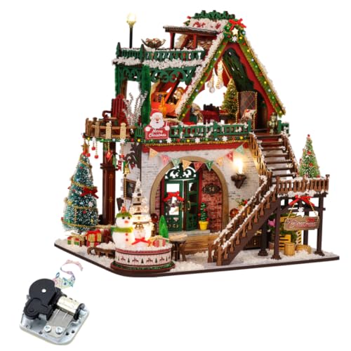 DIY Miniature Dollhouse Kit with Log Cabin Design, Christmas Ornament Craft