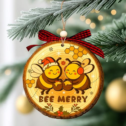 Bee Merry Christmas Ornament - Cute Honey Bee Decor for Holiday Tree