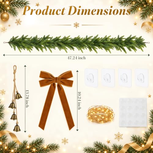 Fayoo 3.9ft Norfolk Pine Christmas Mirror Garland with Lights - Brown Variation