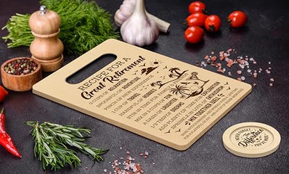 Recipe For A Great Retirement Cutting Board & Coaster Set - Gift for Teachers