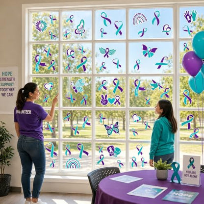 Suicide Prevention Awareness Bulletin Board Decor Set with Tree & Ribbon Cutouts