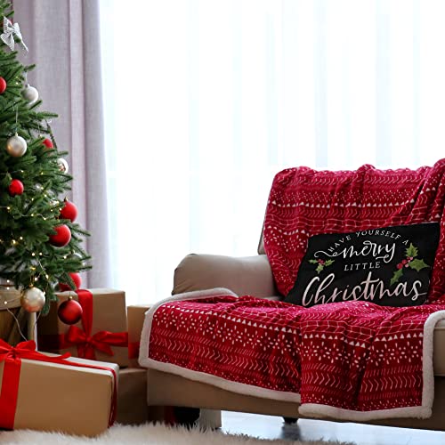Christmas Throw Pillow Cover 12x20 Inch Holiday Farmhouse Cushion Case for Sofa