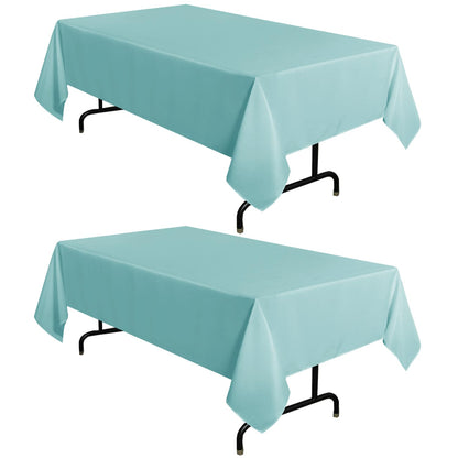 sancua 2 Pack Turquoise Tablecloth 60 x 102 Inch, Rectangle Table Cloth for 6 Feet Table - Stain and Wrinkle Resistant Washable Polyester Table Cover for Dining Table, Buffet Parties and Camping