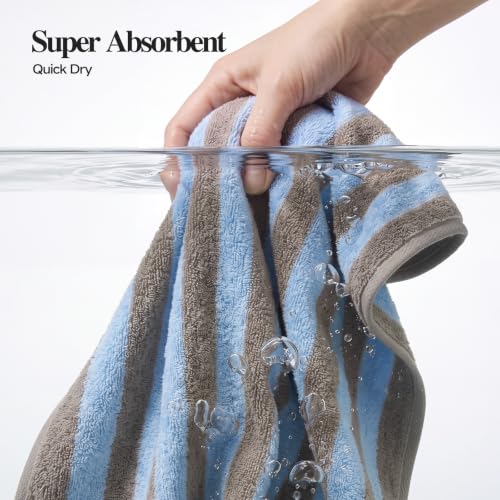 Ecolook Blue Striped Hand Towels for Bathroom & Kitchen 2-Pack