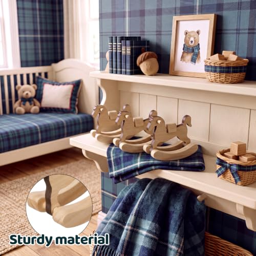 Mini Wooden Rocking Horse Set - Baby Shower Table Decor - 6 Pack - Wood