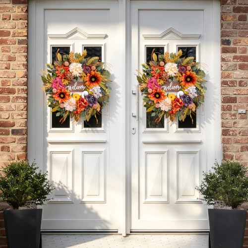 Fall Welcome Wreath - Vibrant Autumn Harvest Decor for Front Door