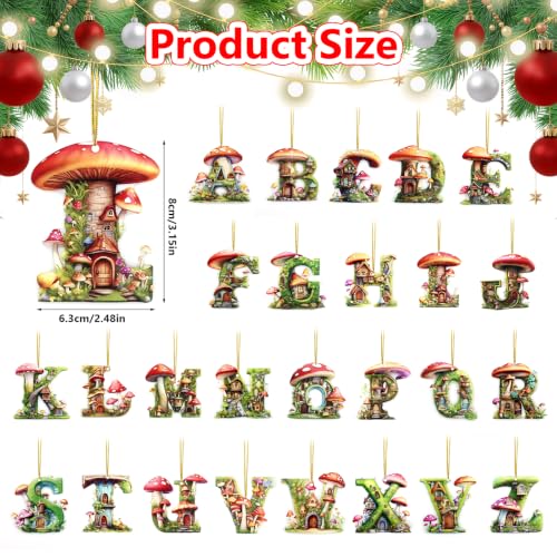 Christmas Mushroom Letter Ornaments - Cute Holiday Tree Decor - Variation B
