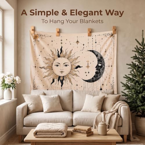 Heavy Duty Wooden Quilt Hanger with Strong Grip for Tapestries & Wall Art