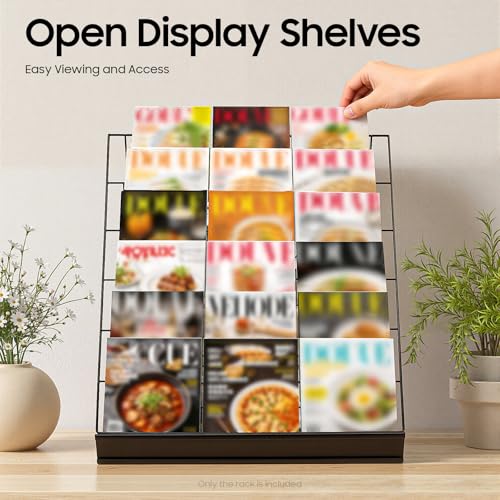 6-Tier Wire Magazine Rack - Black Metal Countertop Book & Brochure Organizer