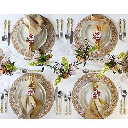 Christmas Snowman Napkin Rings Set of 6 - Silver Holiday Table Decor