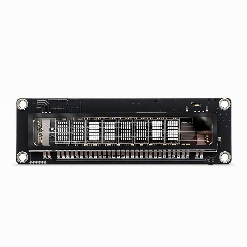 Fluorescent Display Clock with WiFi Time Sync – Large Digital Desk Clock with Adjustable Brightness