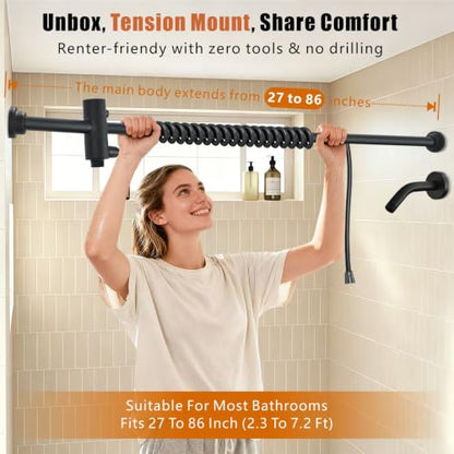 Voolan Dual Shower Head Set for Couples, High Pressure Rain Square Matte Black
