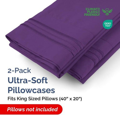 King Pillow Cases by [Brand Name] - Ultra Soft Hotel Quality Covers | Comfy, Wrinkle-Free & Fade Resistant - 2 Piece Set in Purple