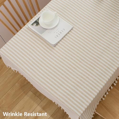 Outdoor Square Tablecloth 70x70 Inch Beige - Waterproof & Heavy Duty