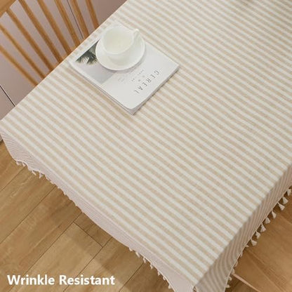 Outdoor Square Tablecloth 70x70 Inch Beige - Waterproof & Heavy Duty
