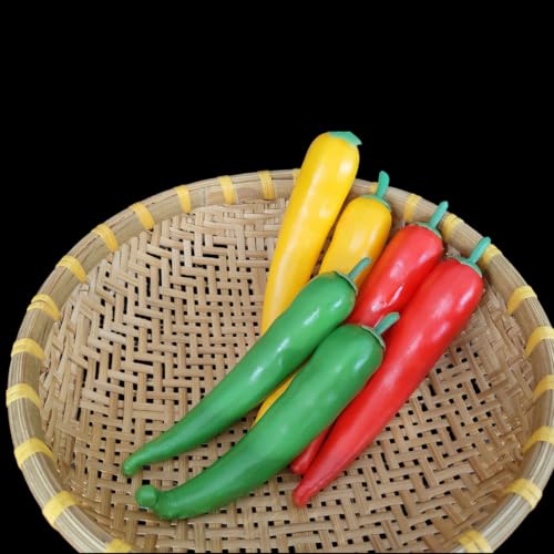 Artificial Chili Peppers Set - 6 Realistic Foam Vegetable Decorations for Kitchen & Party