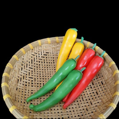 Artificial Chili Peppers Set - 6 Realistic Foam Vegetable Decorations for Kitchen & Party