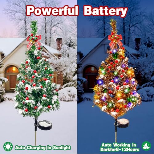 2 Pack Solar Christmas Tree Yard Stake Lights Waterproof Outdoor Decoration - Variation 2