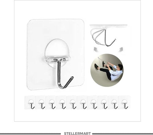 Easenest Heavy-Duty Adhesive Wall Hooks - 12 Pack Nail-Free Sticky Hangers for Bathroom & Kitchen