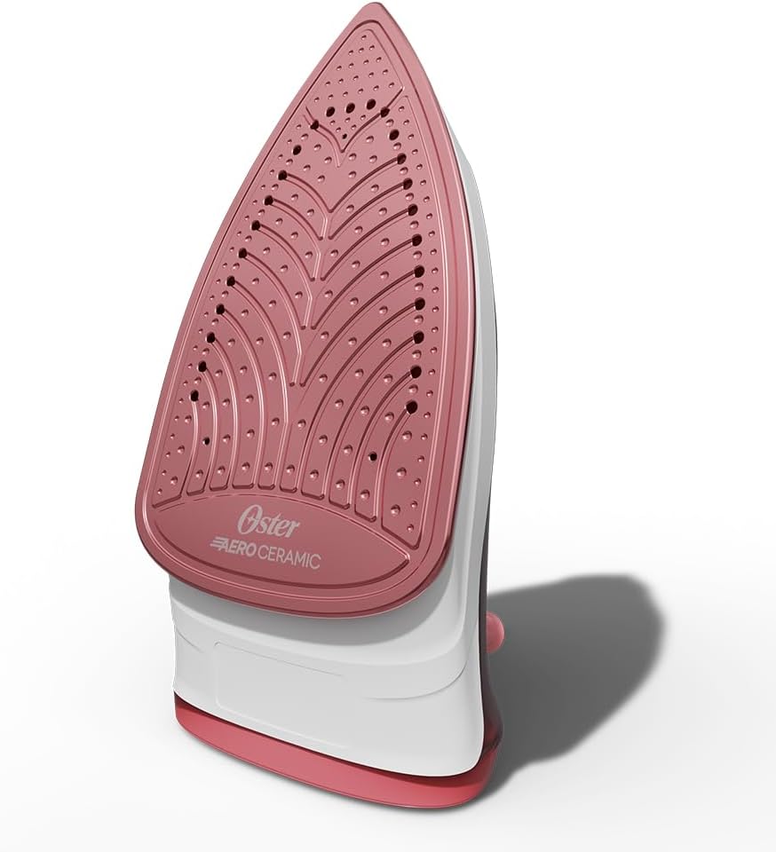 Oster Red Aeroceramic Iron - Ceramic Base for Smooth Gliding | 127V Power