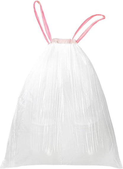 WAIKAS 10 Gallon Drawstring Trash Bags - Unscented, White, Pack of 26 | 60x71cm, 13g Each