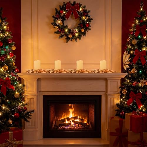 Domensi Gold Bay Leaf Candle Rings Set - 4 Pcs, 3.9 Inch Diameter Christmas Wreaths
