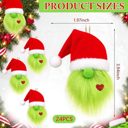 24 Pcs Christmas Gnome Ornaments Set - Festive Hanging Decor for Holiday Tree