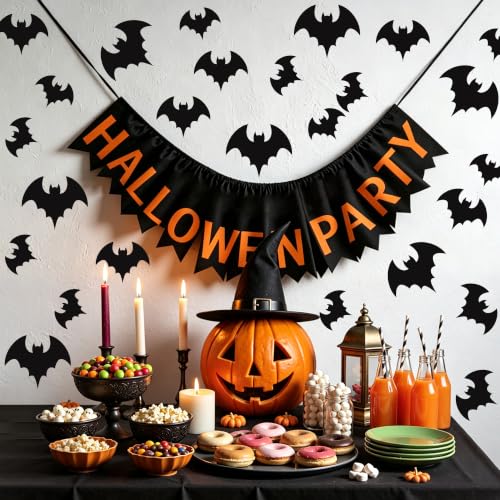 Halloween Bat Paper Cutouts for Bulletin Boards, 60 Pack, 3 Sizes