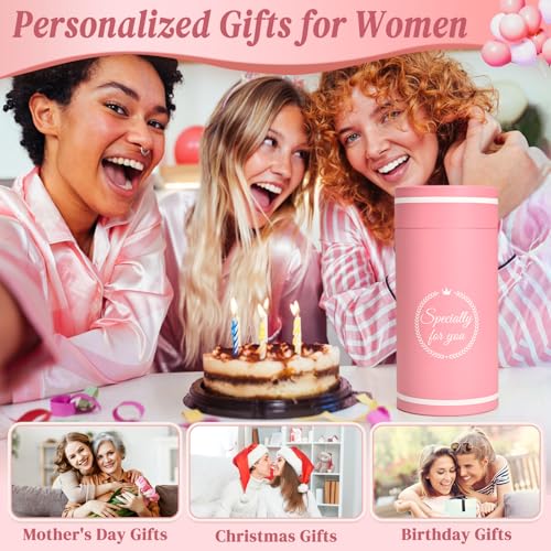 Pink Monogrammed Stainless Steel Wine Glass with Gift Bag - Initial L