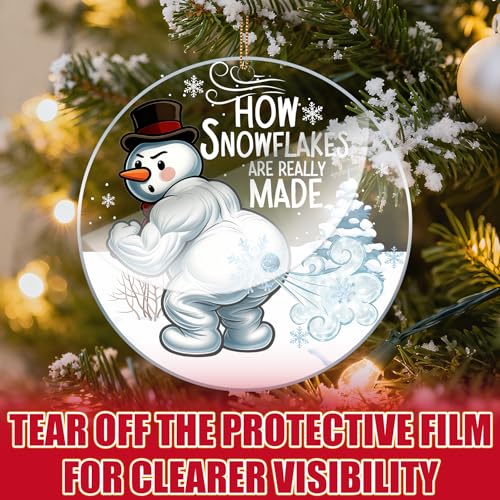 Funny Snowman Christmas Ornament 2026 - 3.9 Inch Acrylic Holiday Decor - Snowman Hanging Decoration for Xmas Tree & Gift Exchange