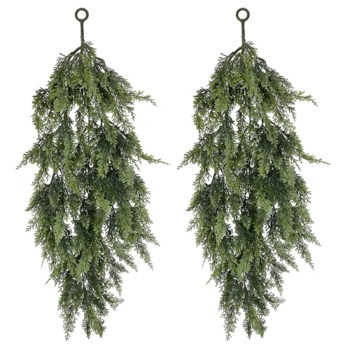 Artificial Cedar Christmas Teardrop Swag Set - 29 Inch Holiday Decor