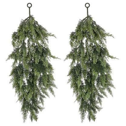 Artificial Cedar Christmas Teardrop Swag Set - 29 Inch Holiday Decor