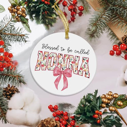 Nonna Christmas Tree Ornament - Blessings Gift for Grandma, 3x3 Inch Ceramic