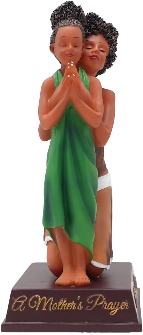 African American Expressions Mother’s Prayer Figurine - Inspirational Resin Statue of Praying Black Mother & Daughter | Faith-Based Home Décor Gift
