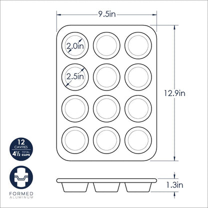 Nordic Ware Natural Aluminum Commercial Muffin Pan with Lid, 12 Cup