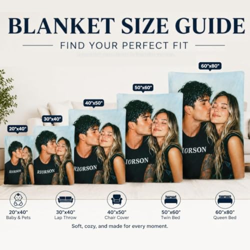 Bemaystar Personalized Photo Blanket - Custom Soft Flannel Fleece Throw with Text - Ships Next Day