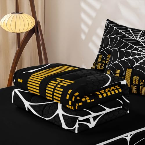 Yellow Twin Zipper Bedding Set with Comforter, Sheets & Pillowcases - Hero Theme Kids Bedding