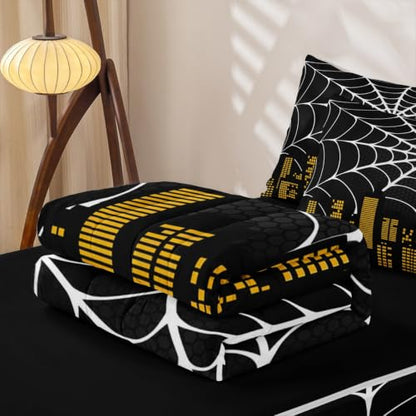 Yellow Twin Zipper Bedding Set with Comforter, Sheets & Pillowcases - Hero Theme Kids Bedding