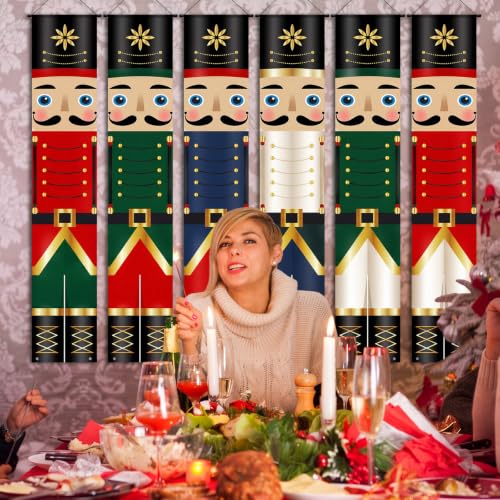 Nutcracker Christmas Banner 6 Pack - Vivid Color & Cute Soldier Decorations
