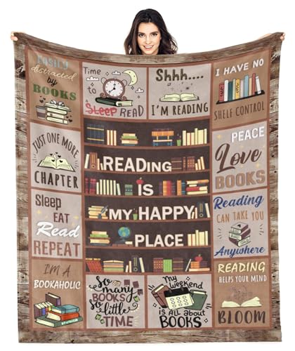 Book Lover Gift Blanket - 50x60 Throw for Women, Librarians, Bookworms - Book Lover Gift Idea - Variation 01