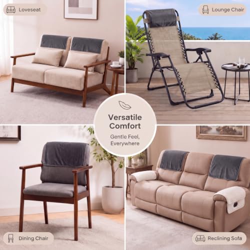 Velvet Recliner Headrest Cover Non-Slip Protector 2 Pack