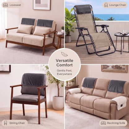 Velvet Recliner Headrest Cover Non-Slip Protector 2 Pack