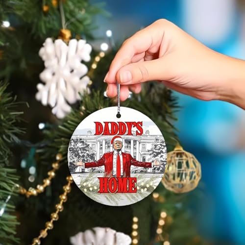 Christmas Trump Ornament 2025 Double-Sided Daddy's Home Patriotic Decor